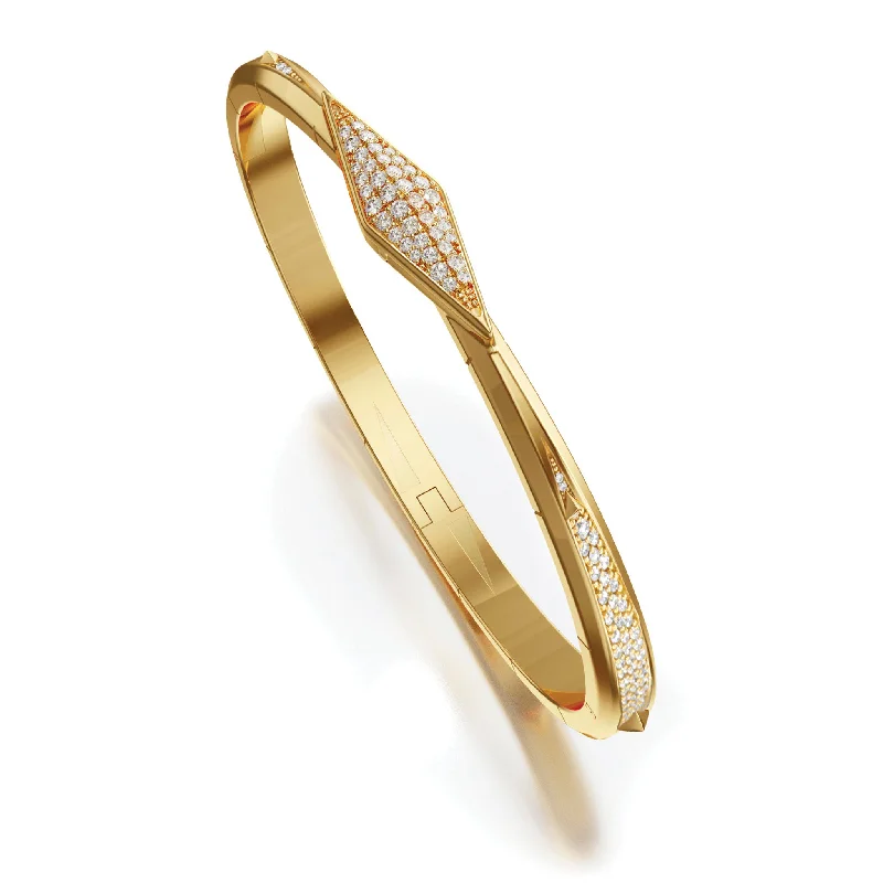 glitter bangles for women -“Points North” 18K Yellow Gold Pavé Diamond Cuff