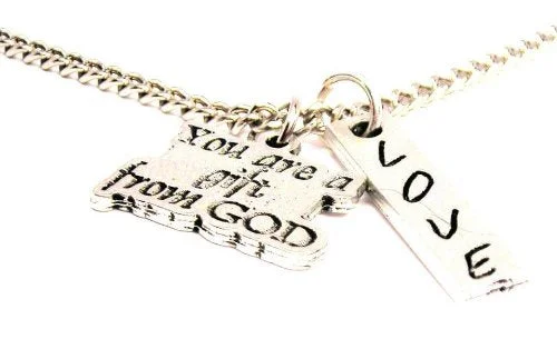 layered necklaces for women -You Are A Gift From God Love Stick Necklace