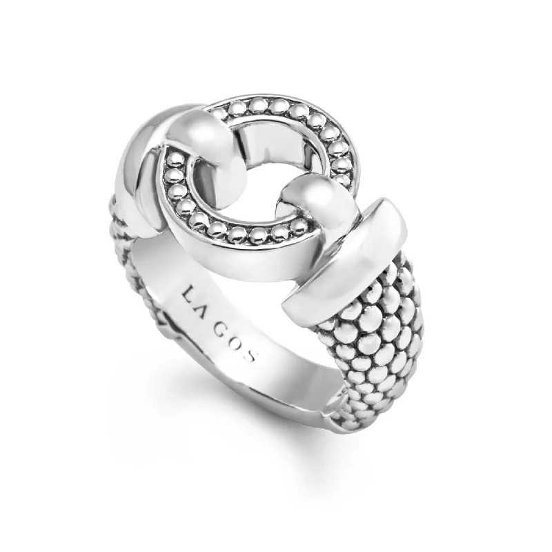 anniversary rings for women -Enso Circle Caviar Ring