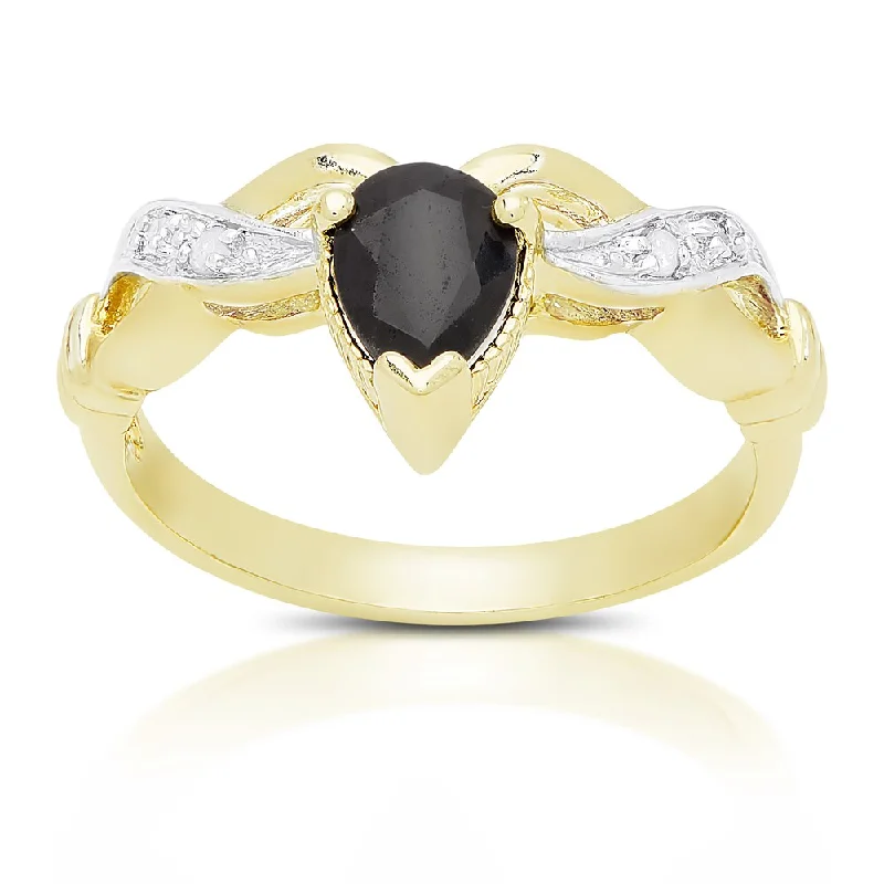 classic rings for women -Dolce Giavonna Gold Over Sterling Silver Sapphire and Diamond Accent Cocktail Ring