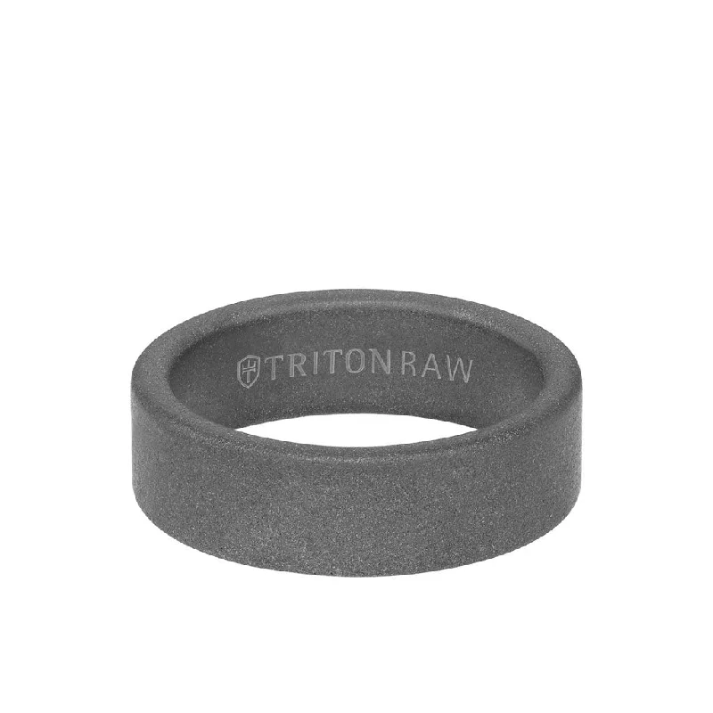 vintage necklaces for women -7MM Tungsten RAW Ring - Sandblasted Matte Finish and Flat Edge