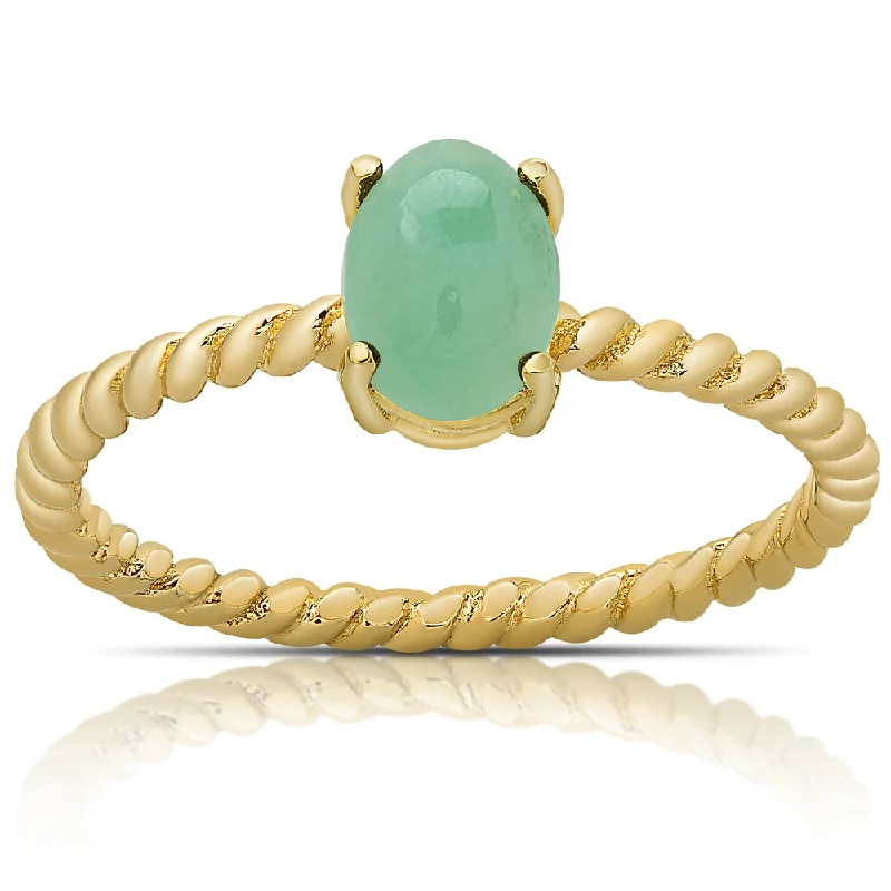 stylish rings for women -Dolce Giavonna Gold Over Sterling Silver Oval Gemstone Solitaire Ring