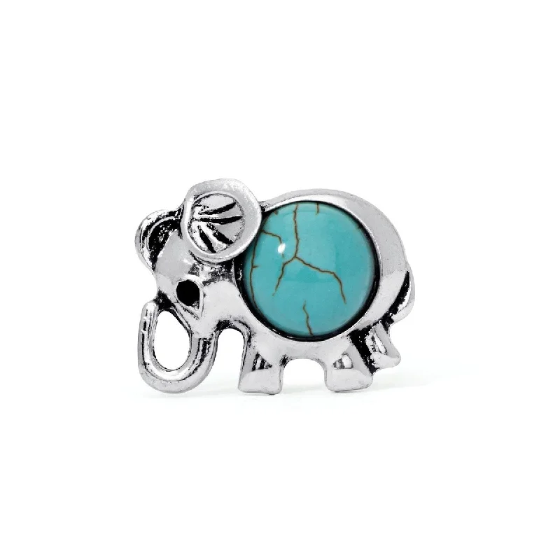 luxury wedding rings -Silver Plated Simulated Turquoise Elephant Ring