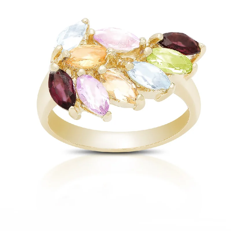 sapphire rings for women -Dolce Giavonna Gold Over Sterling Silver Multi Gemstone Ring