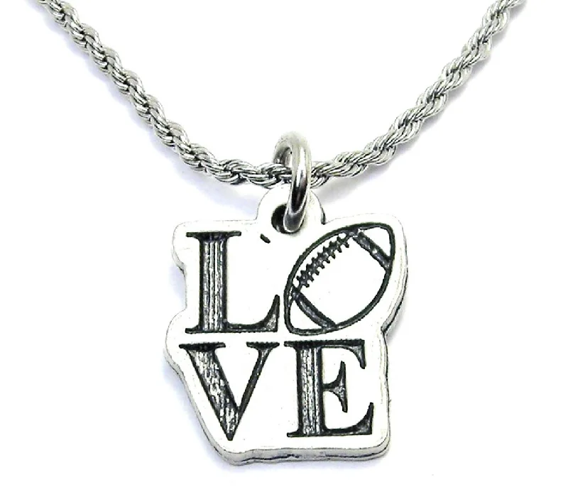 infinity necklaces for women -Love With Football O Single Charm Necklace