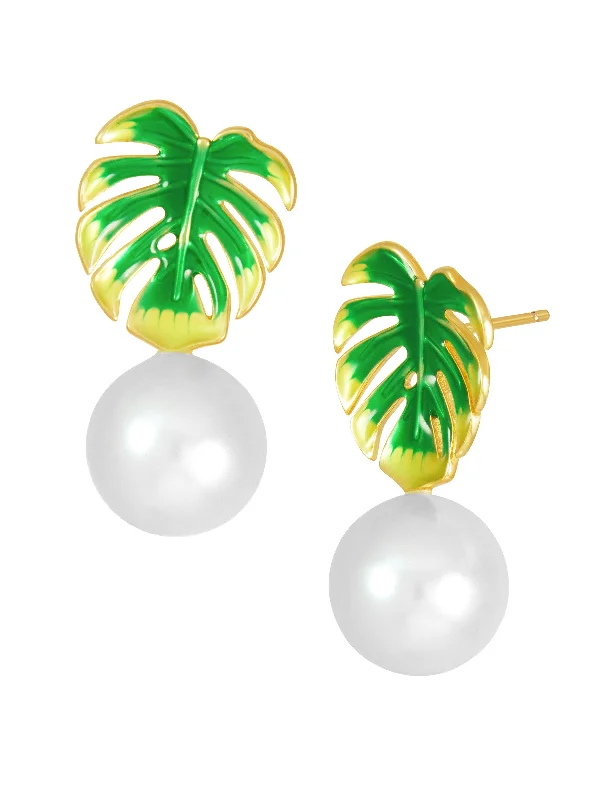 cute earrings for women -Tropical Enamel Earrings