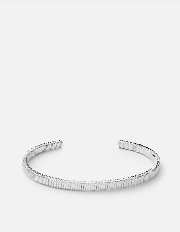 round bangles for women -Thread Cuff, Sterling Silver