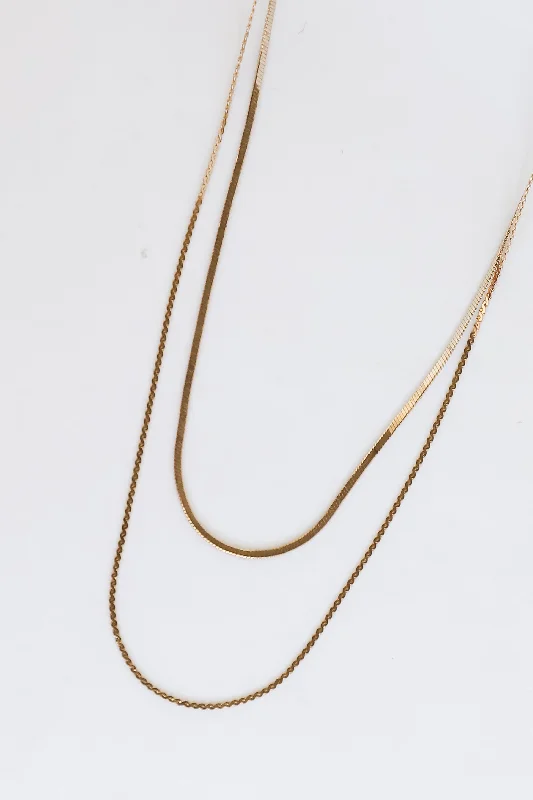 birthstone pendant necklaces -FINAL SALE - Mariah Gold Layered Chain Necklace