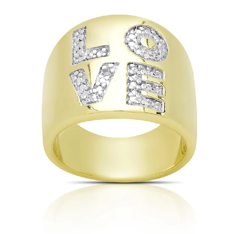 stackable rings for women -Finesque Gold Overlay Diamond Accent 'LOVE' Ring