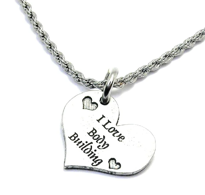 elegant necklaces for women -I Love Body Building Single Charm Necklace