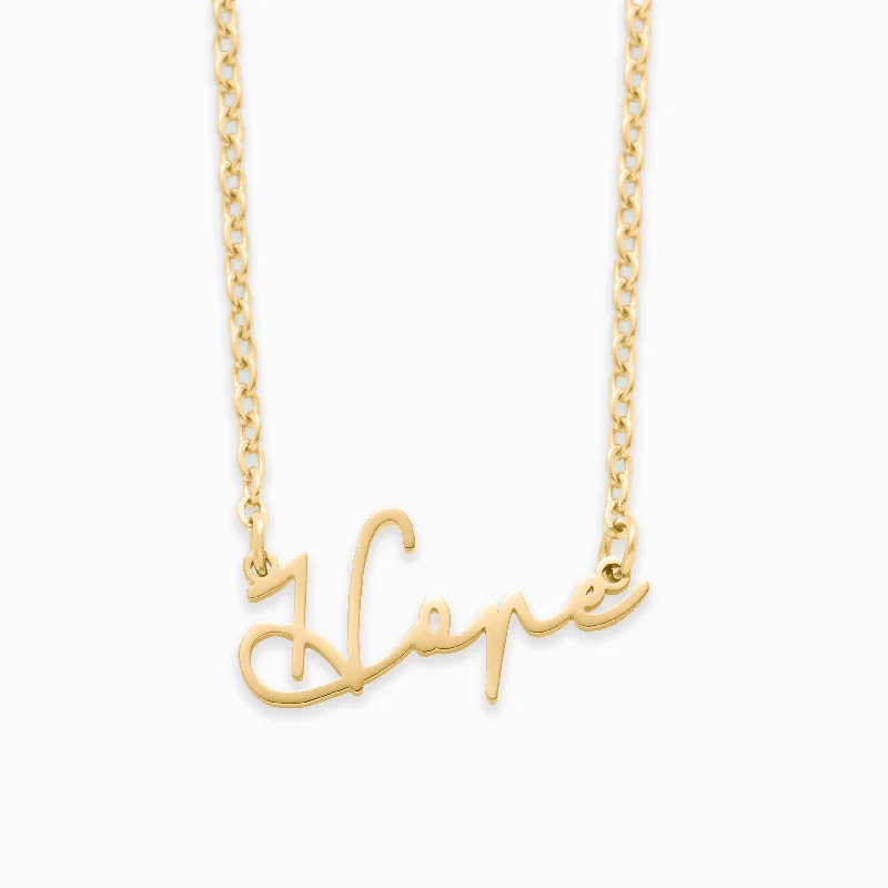 gold heart-shaped necklaces -Personalized Inspiration Necklace - Hope