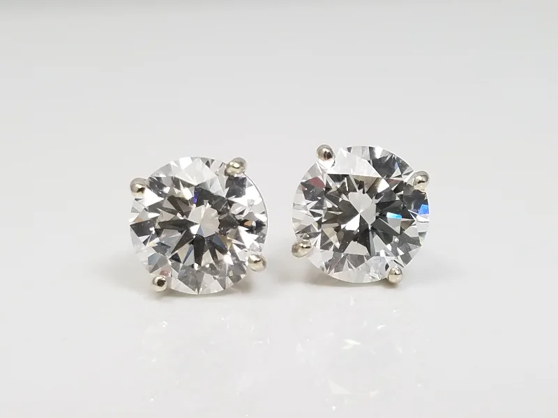 chunky earrings for women -New! Scintillating 14k White Gold 2.03ctw Round Lab Grown Diamond Solitaire Earrings