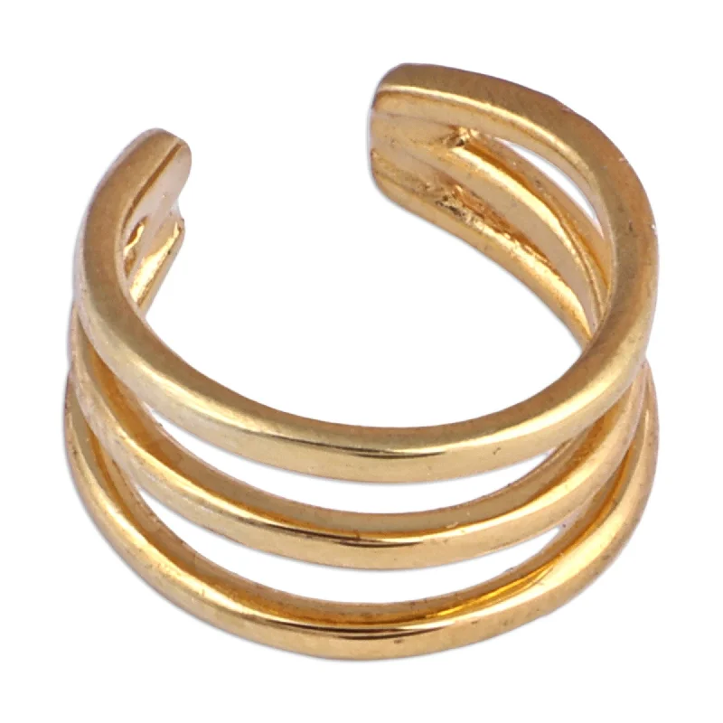 sleek bangles for women -Novica Handmade Three Wishes Gold-Plated Ear Cuff