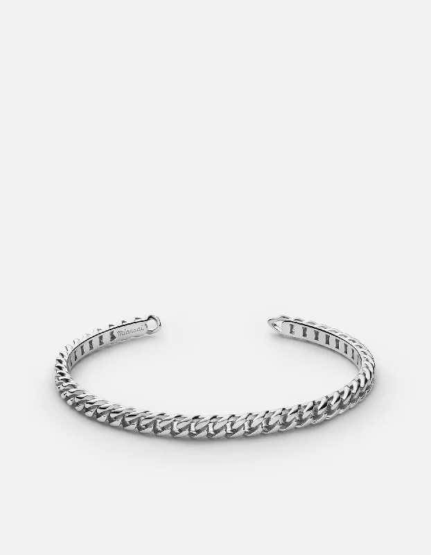 eco-friendly bracelets for women -Cuban Link Cuff, Sterling Silver