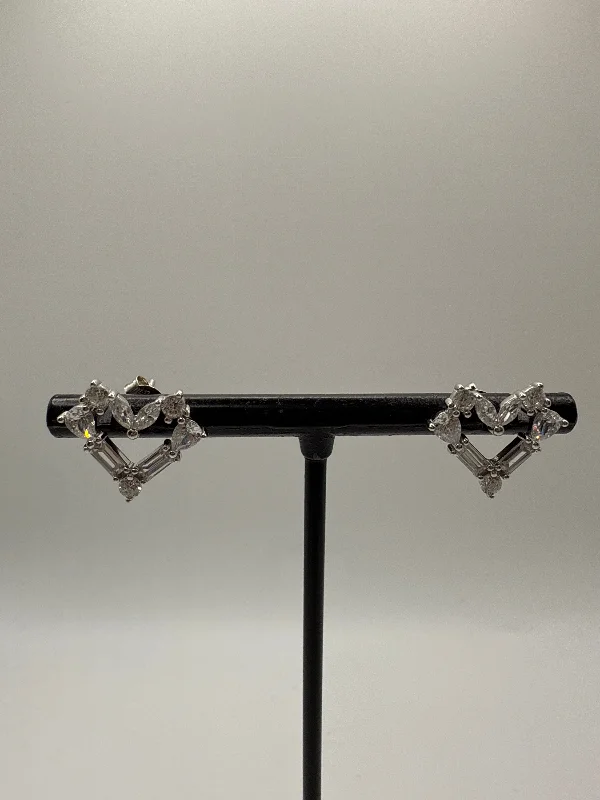 hoop earrings with diamonds -Earrings Sterling Silver By Clothes Mentor