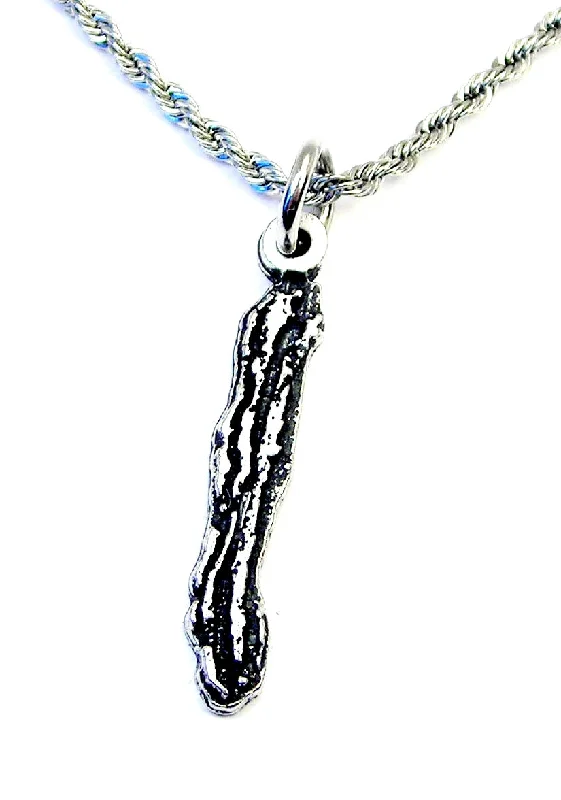 trendy long necklaces for women -Bacon Strip Single Charm Necklace