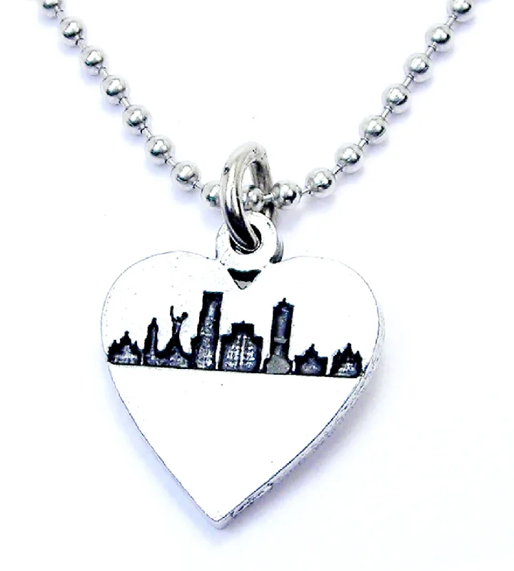 silver chain necklaces for women -Ukrainian Skyline Ball Chain Necklace