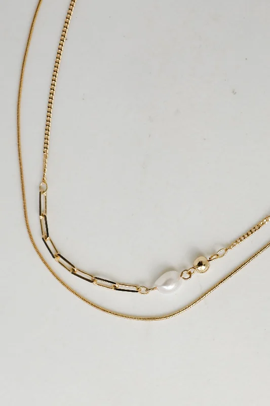 luxury necklaces for brides -Mary Gold Layered Chain Necklace