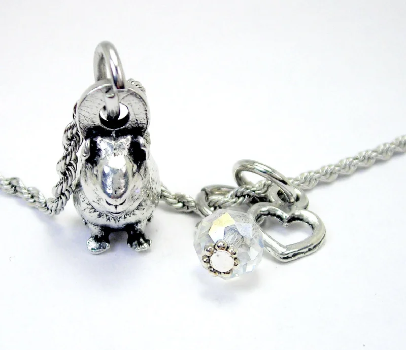 engagement necklaces for women -Capybara Heart And Crystal Necklace