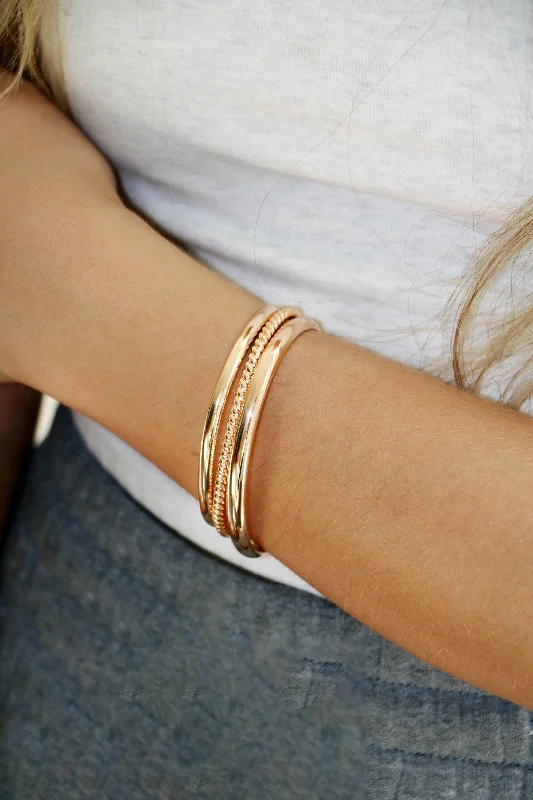 mixed metal bracelets for women -modern + bold cuff { gold }