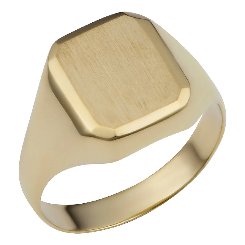 anniversary rings for women -10k Yellow Gold Rectangular Signet Ring for Men and Women (size 7 - 10)