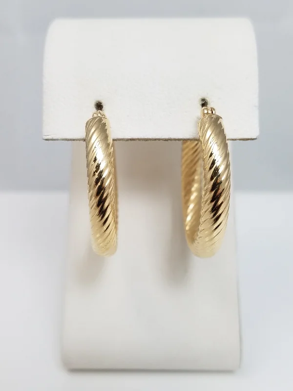 vintage stud earrings -14k Yellow Gold Hollow Spiral Hoop Earrings