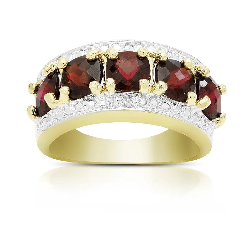 men's style rings for women -Dolce Giavonna Gold Over Sterling Silver Gemstone and Diamond Accent Five Gemstone Ring