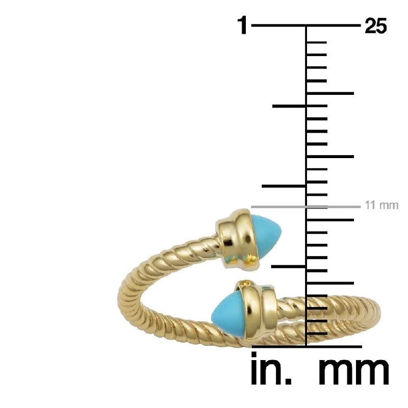 custom rings for women -14k Yellow Gold Turquoise Rope Bypass Ring (adjustable to sizes 5 to 8)