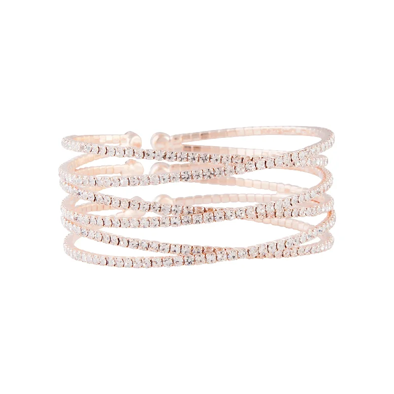 bracelet chains for women -Rose Gold Diamante Zig Zag Cuff