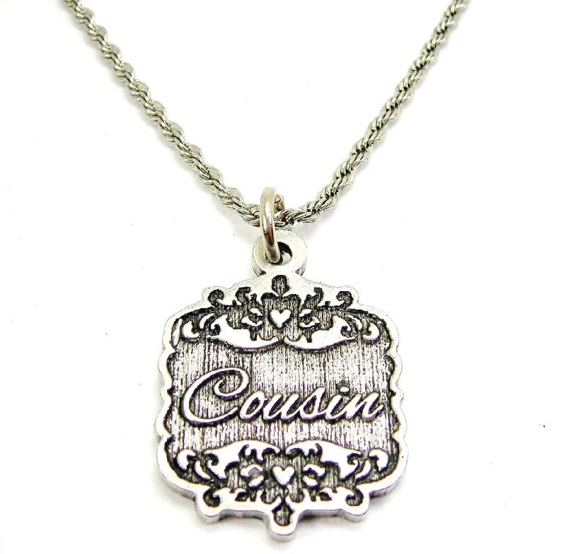 silver bar necklaces for women -Cousin Victorian Scroll Single Charm Necklace