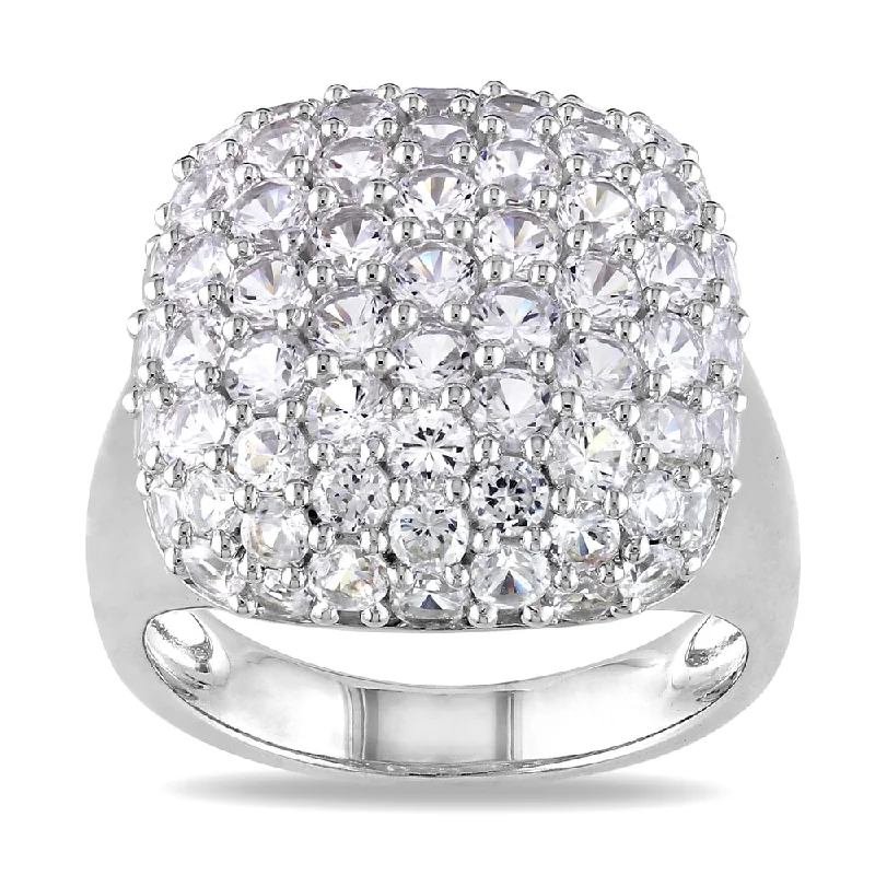 eternity rings for women -Miadora Sterling Silver Created White Sapphire Cocktail Cluster Ring