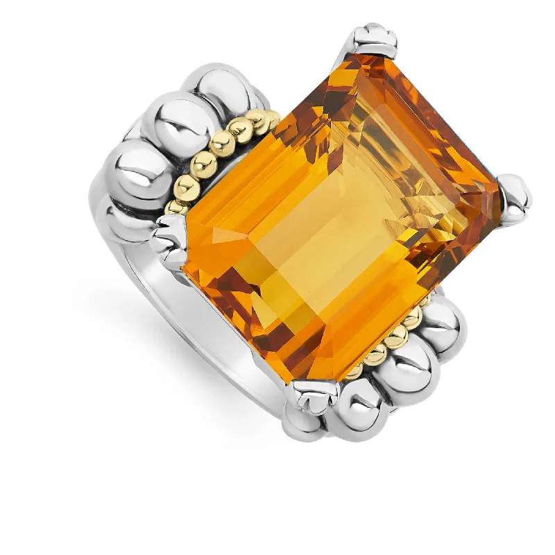 vintage diamond rings -Glacier Extra Large Emerald-Cut Citrine Ring