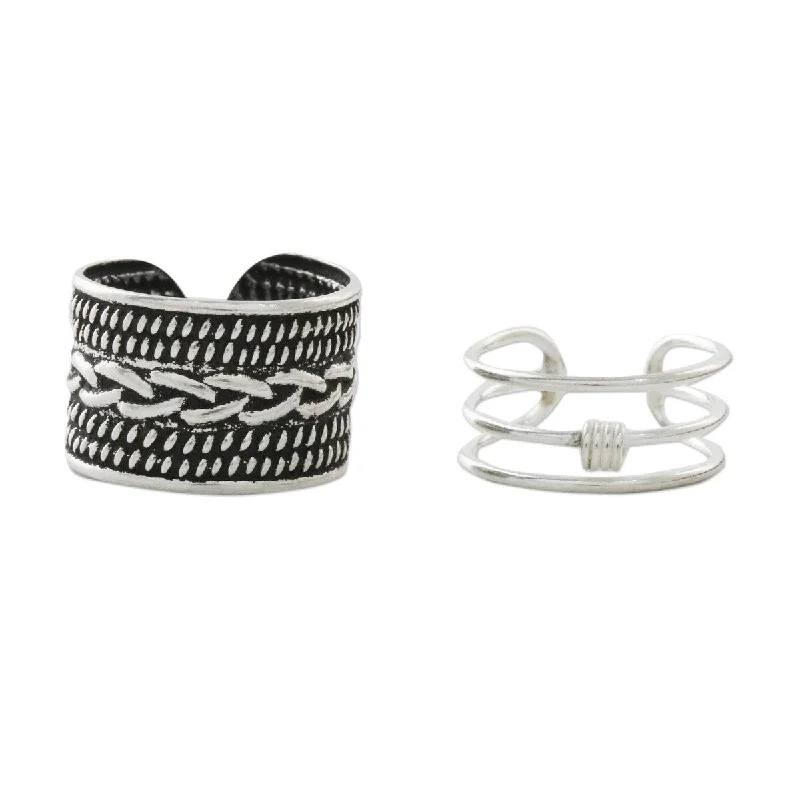 delicate bangles for women -NOVICA Ties That Bind, Sterling silver ear cuffs