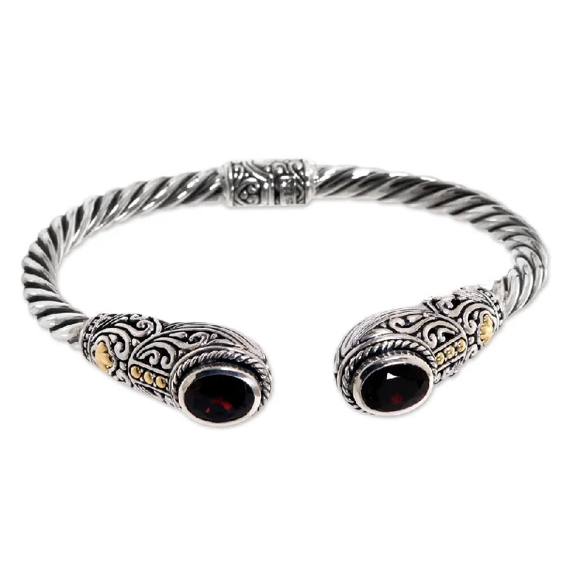 wedding bracelets for women -Handmade Garnet Gelgel Empress Cuff (Indonesia) - 7'6" x 9'6"