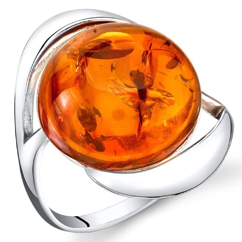 unique engagement rings for women -Amber Swirl Design Ring in Sterling Silver