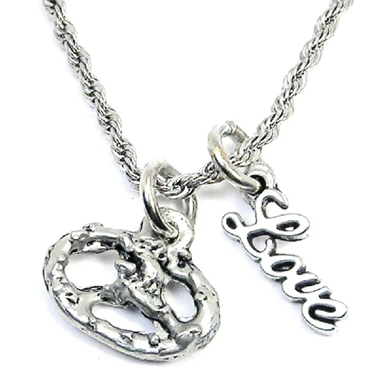 rose gold necklaces for women -Pretzel 20" Rope Necklace With Love