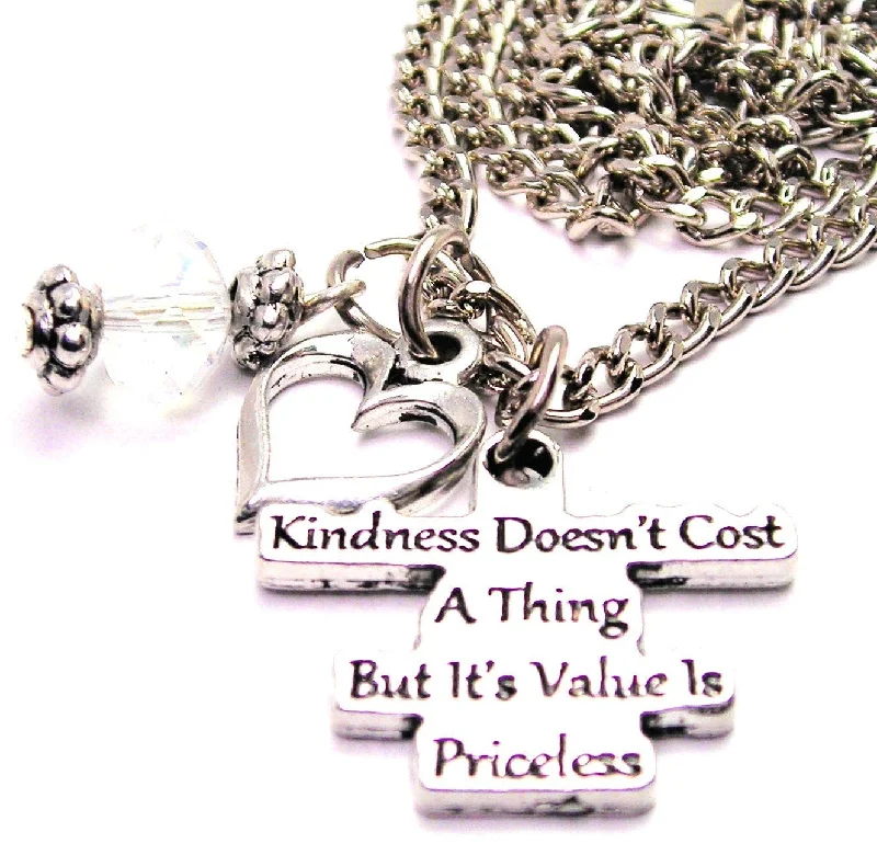 luxury gold necklaces for women -Kindness Doesn't Cost A Thing But Its Value Is Priceless Necklace with Small Heart