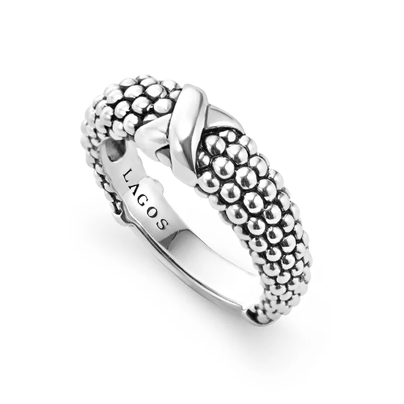 men's style rings for women -Embrace X Beaded Ring