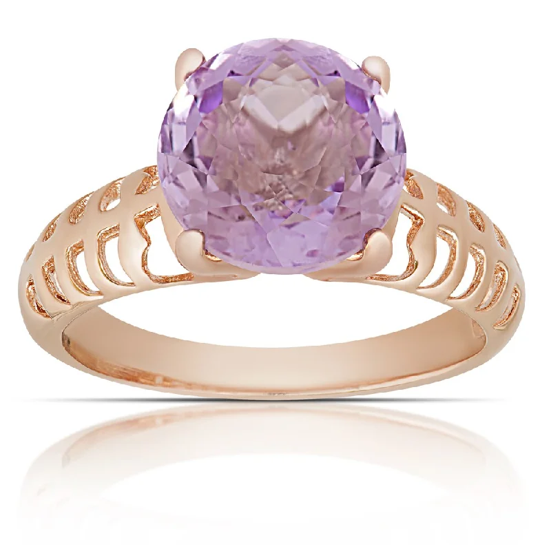 sapphire engagement rings -Dolce Giavonna Rose Gold over Sterling Silver Amethyst Solitaire Ring (Size 7)