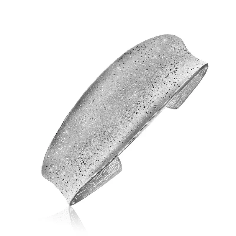 leather bracelets for women -Sterling Silver Stardust Cuff with a Graduated Open Style