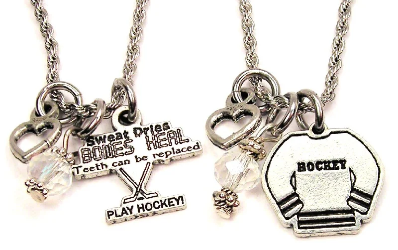 pendant necklaces for women -Hockey Fan Set Of 2 Rope Chain Necklaces