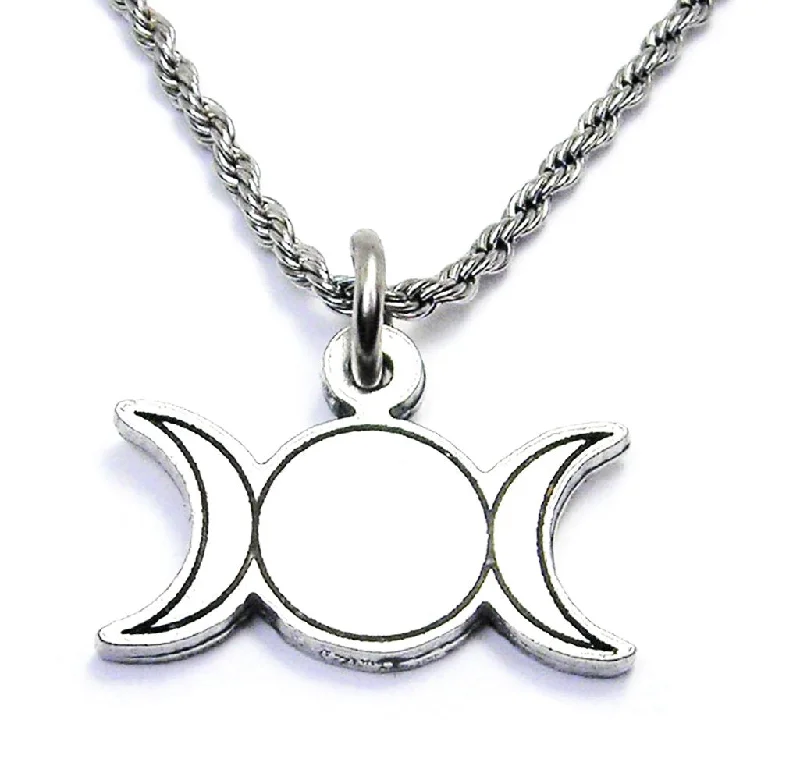 thick chain necklaces for women -Simple Triple Moon Single Charm Necklace