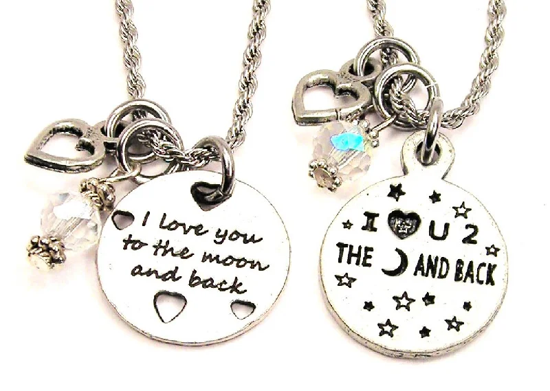 choker necklaces for women -I Love U 2 The Moon And Back Set Of 2 Rope Chain Necklaces