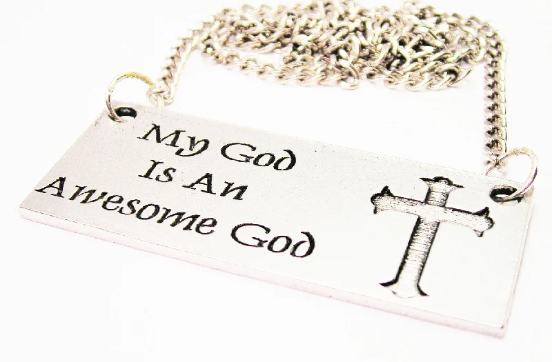 diamond pendant necklaces for women -My God Is Awesome God Statement Platform Necklace