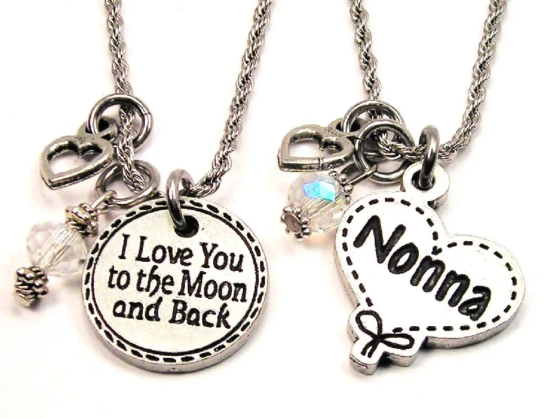 multi-strand necklaces for women -Nonna I Love You To The Moon And Back Set Of 2 Rope Chain Necklaces