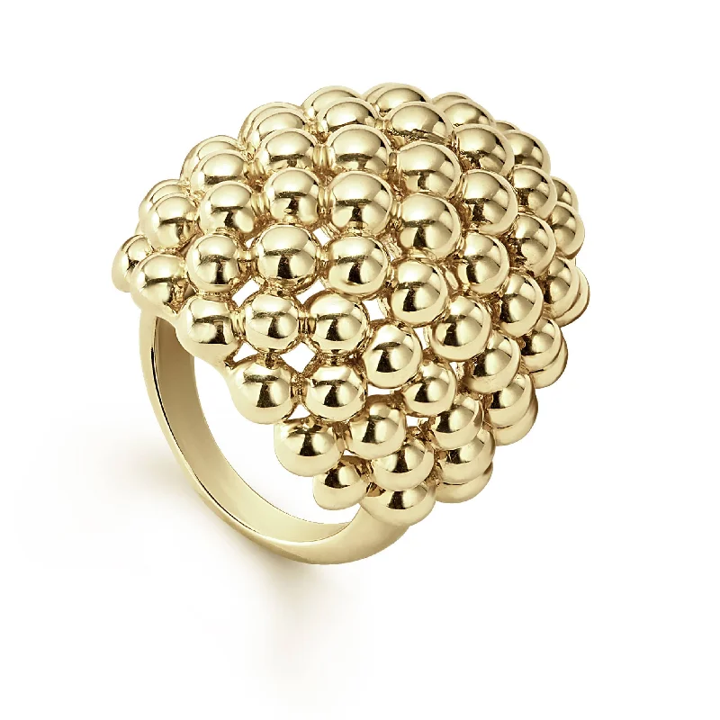 luxury rings for women -Caviar Gold 18K Gold Oval Statement Ring