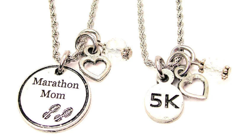 simple chain necklaces for women -Marathon Mom Set Of 2 Rope Chain Necklaces