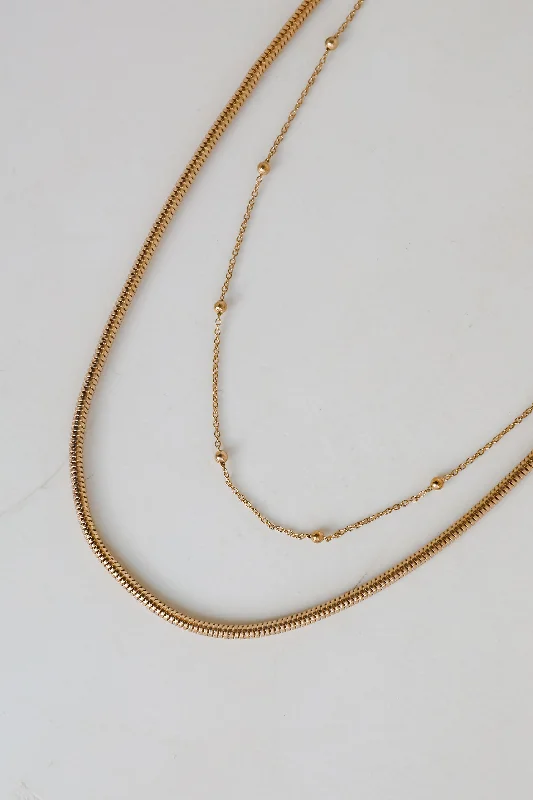 bridal choker necklaces -Meghan Gold Layered Chain Necklace