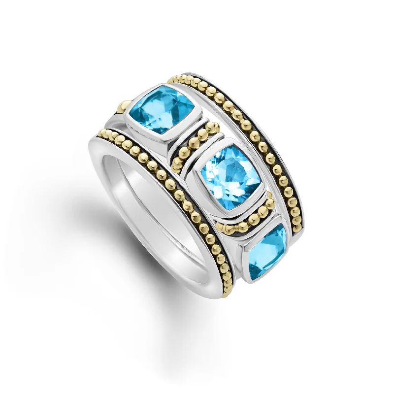 adjustable rings for women -Rittenhouse Swiss Blue Topaz Stacking Rings