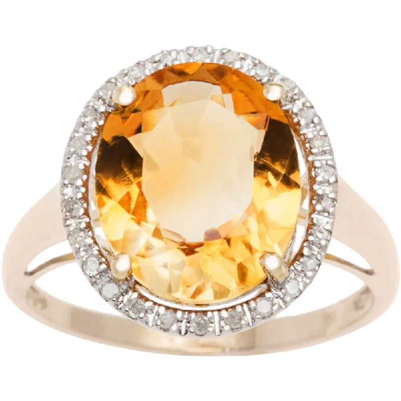 promise rings with birthstones -Viducci 10k Gold Citrine and 1/6ct TDW Diamond Halo Ring (G-H, I1-I2)